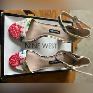 Nine West Women's Floral Ankle Strap Heel Sandals